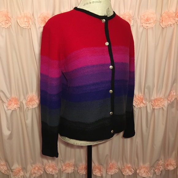 Karen Scott Colorful Striped Sweater Cardigan - Picture 7 of 10